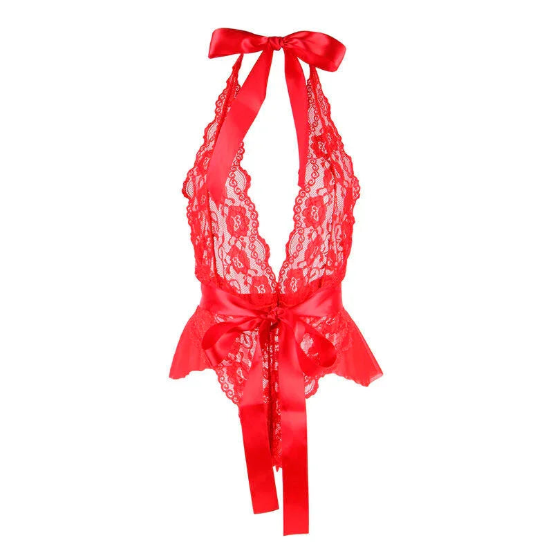 SUBBLIME - 953980 SEXY BODY WITH RUFFLES + BELT RED L/XL - Happytoys Sexshop: online sex shop for Feeling Happy & Easy 😊 - Discreet geleverd