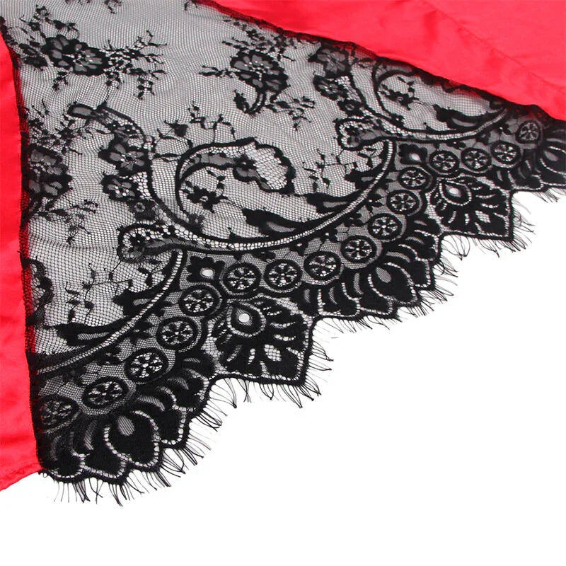 SUBBLIME - 954024 LACE SHEER BACK CAMISOLE + THONG RED/BLACK L/XL - Happytoys Sexshop: online sex shop for Feeling Happy & Easy 😊 - Discreet geleverd