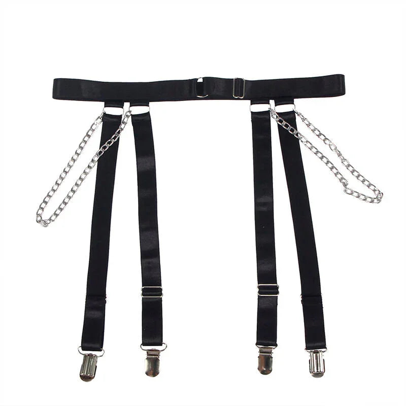 SUBBLIME - 954260 BODY WITH CHAINS + GARTER BELT BLACK S/M - Happytoys Sexshop: online sex shop for Feeling Happy & Easy 😊 - Discreet geleverd