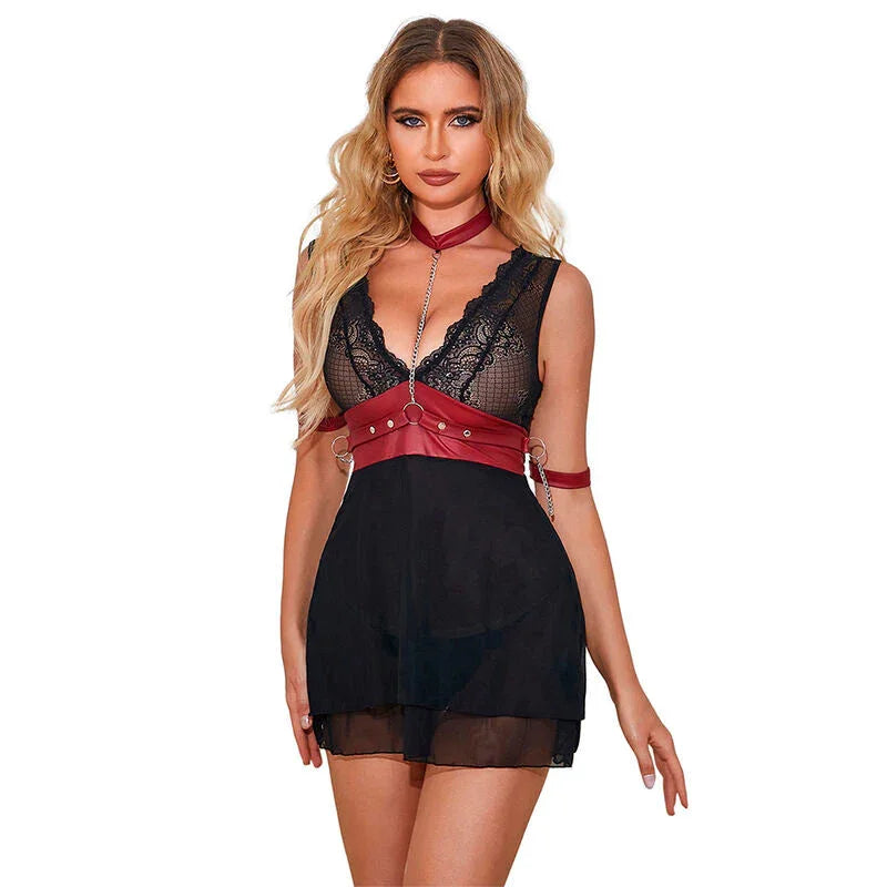 SUBBLIME - 954420 LACE BONDAGE DRESS BLACK S/M - Happytoys Sexshop: online sex shop for Feeling Happy & Easy 😊 - Discreet geleverd