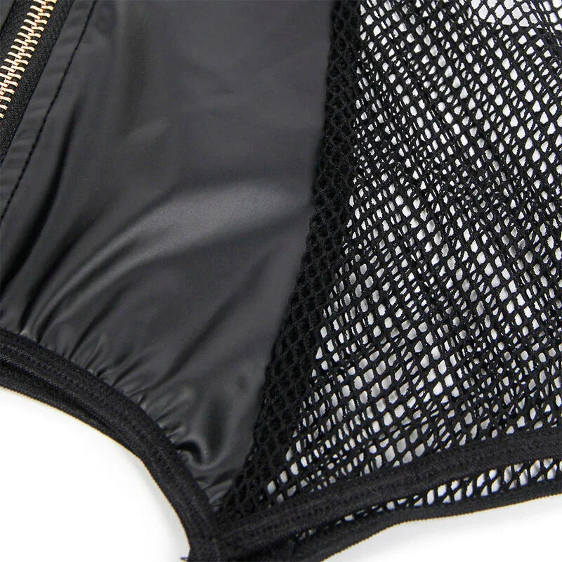 SUBBLIME - 954451 SEXY MESH DRESS LEATHER BLACK L/XL - Happytoys Sexshop: online sex shop for Feeling Happy & Easy 😊 - Discreet geleverd