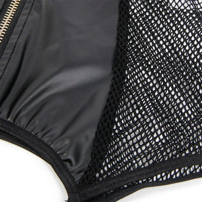 SUBBLIME - 954451 SEXY MESH DRESS LEATHER BLACK L/XL - Happytoys Sexshop: online sex shop for Feeling Happy & Easy 😊 - Discreet geleverd