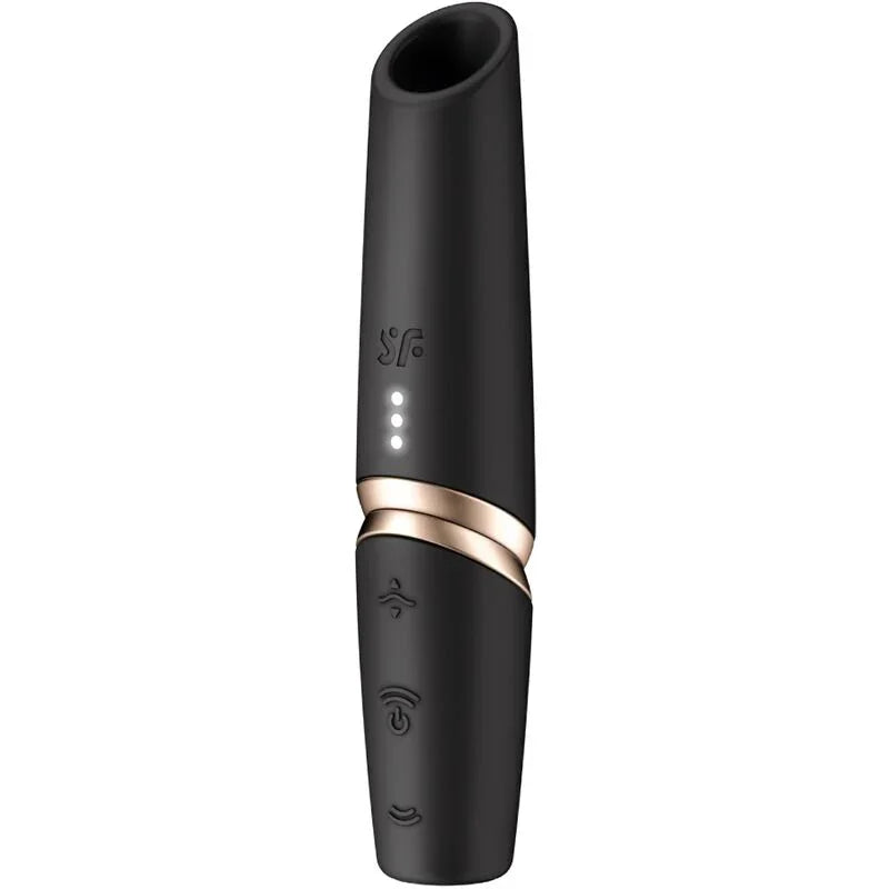 SATISFYER - PERFECT KISS WAVE CLITORIS STIMULATOR BLACK / GOLD - Happytoys Sexshop: online sex shop for Feeling Happy & Easy 😊 - Discreet geleverd