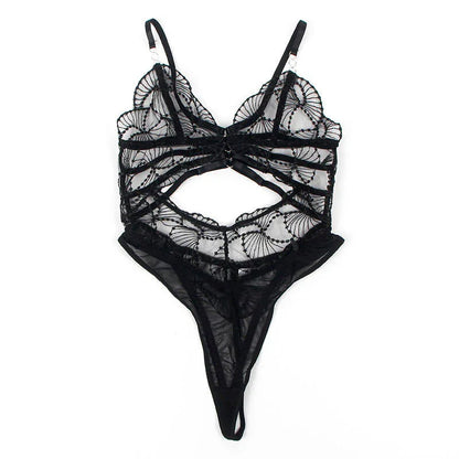 SUBBLIME - 955212 TRANSPARENT BODYSUIT WITH BLACK HOLLOW LACE S/M - Happytoys Sexshop: online sex shop for Feeling Happy & Easy 😊 - Discreet geleverd
