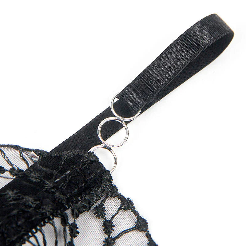 SUBBLIME - 955229 TRANSPARENT BODYSUIT WITH HOLLOW LACE BLACK L/XL - Happytoys Sexshop: online sex shop for Feeling Happy & Easy 😊 - Discreet geleverd