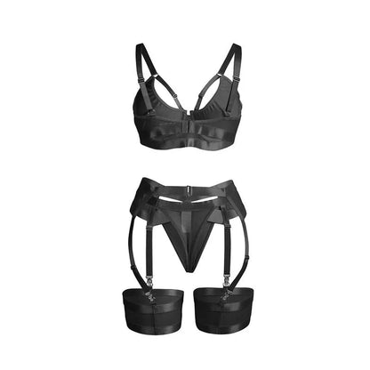 SUBBLIME - 955236 BLACK BONDAGE BRA WITH GARTER SET S/M - Happytoys Sexshop: online sex shop for Feeling Happy & Easy 😊 - Discreet geleverd