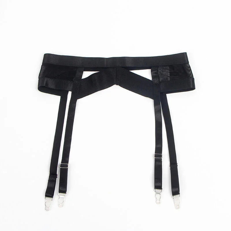 SUBBLIME - 955243 BLACK BONDAGE BRA WITH GARTER SET L/XL - Happytoys Sexshop: online sex shop for Feeling Happy & Easy 😊 - Discreet geleverd