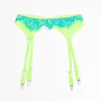 SUBBLIME - 955311 SET OF BRA WITH LACE AND GARTER LINES GREEN AND BLUE S/M - Happytoys Sexshop: online sex shop for Feeling Happy & Easy 😊 - Discreet geleverd