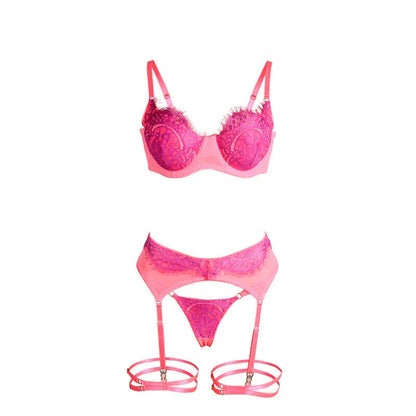 SUBBLIME - 955359 SET OF BRA WITH LACE AND GARTER LINKS PINK AND PURPLE S/M - Happytoys Sexshop: online sex shop for Feeling Happy & Easy 😊 - Discreet geleverd