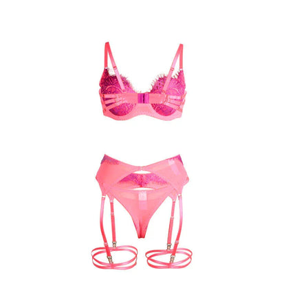 SUBBLIME - 955359 SET OF BRA WITH LACE AND GARTER LINKS PINK AND PURPLE S/M - Happytoys Sexshop: online sex shop for Feeling Happy & Easy 😊 - Discreet geleverd