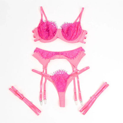 SUBBLIME - 955366 BRA SET WITH LACE AND GARTER LINES PINK AND PURPLE L/XL - Happytoys Sexshop: online sex shop for Feeling Happy & Easy 😊 - Discreet geleverd