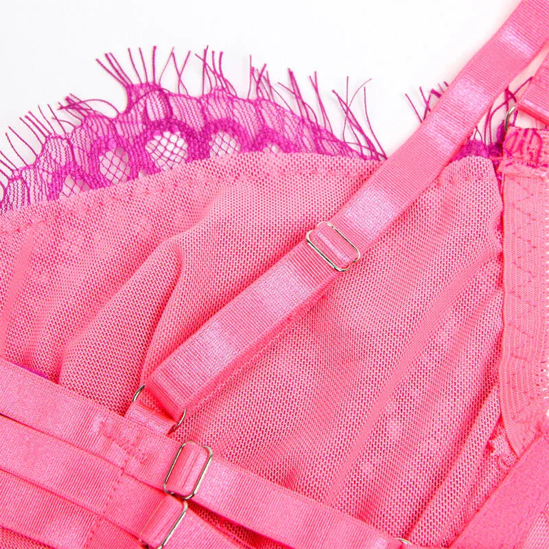 SUBBLIME - 955366 BRA SET WITH LACE AND GARTER LINES PINK AND PURPLE L/XL - Happytoys Sexshop: online sex shop for Feeling Happy & Easy 😊 - Discreet geleverd