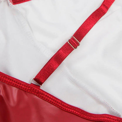 SUBBLIME - 955397 DRESS WITH BURGUNDY LEATHER STRAPS S/M - Happytoys Sexshop: online sex shop for Feeling Happy & Easy 😊 - Discreet geleverd