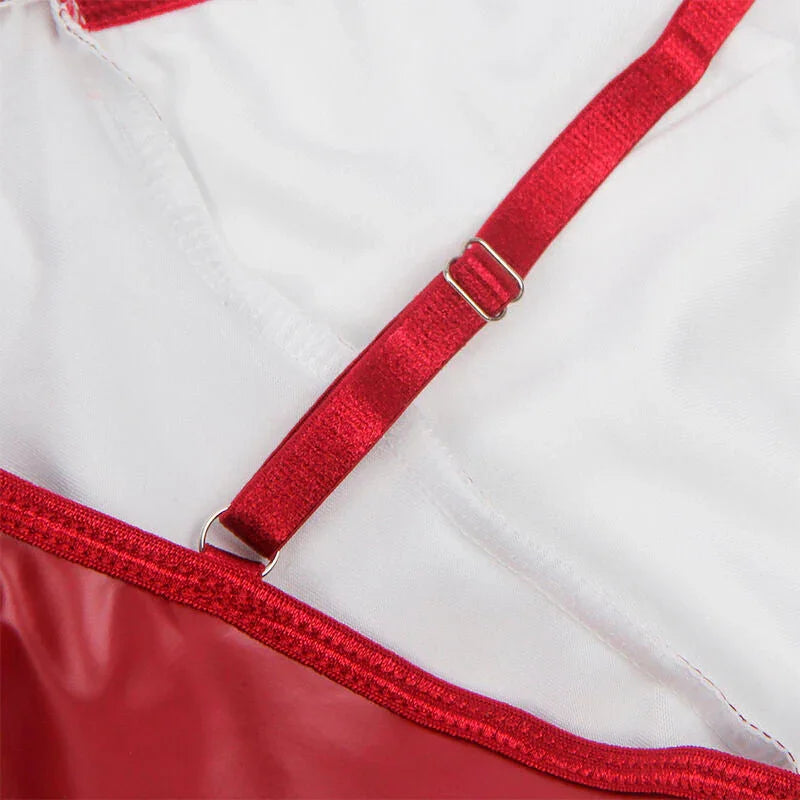 SUBBLIME - 955403 DRESS WITH BURGUNDY LEATHER STRAPS L/XL - Happytoys Sexshop: online sex shop for Feeling Happy & Easy 😊 - Discreet geleverd