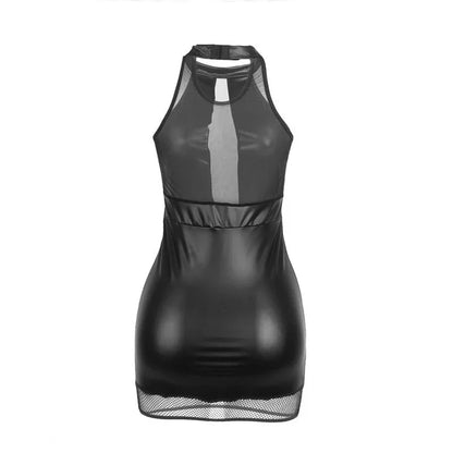 SUBBLIME - 955472 HALTER NECK DRESS WITH TRANSPARENCIES BLACK S/M - Happytoys Sexshop: online sex shop for Feeling Happy & Easy 😊 - Discreet geleverd