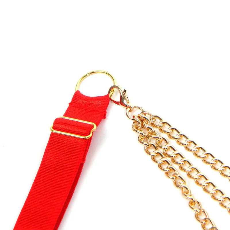 SUBBLIME - 955526 BRA SET WITH CHAINS AND MESH HEART RED L/XL - Happytoys Sexshop: online sex shop for Feeling Happy & Easy 😊 - Discreet geleverd