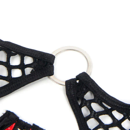 SUBBLIME - 955533 RED PATENT LEATHER MESH ZIPPER BRA SET S/M - Happytoys Sexshop: online sex shop for Feeling Happy & Easy 😊 - Discreet geleverd