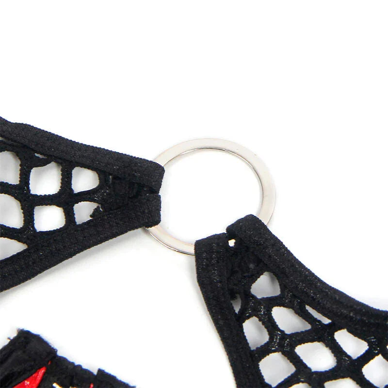 SUBBLIME - 955540 RED PATENT LEATHER MESH ZIPPER BRA SET L/XL - Happytoys Sexshop: online sex shop for Feeling Happy & Easy 😊 - Discreet geleverd