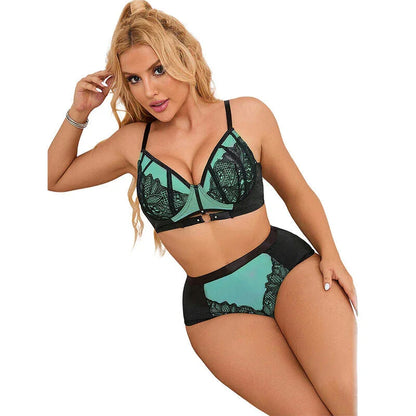 SUBBLIME - 955557 GREEN PATENT LEATHER MESH ZIPPER BRA SET S/M - Happytoys Sexshop: online sex shop for Feeling Happy & Easy 😊 - Discreet geleverd