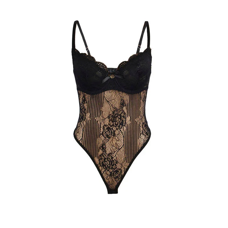 SUBBLIME - 955618 LACE BODYSUIT WITH BOTTOM CLOSURE BLACK S/M - Happytoys Sexshop: online sex shop for Feeling Happy & Easy 😊 - Discreet geleverd