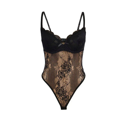 SUBBLIME - 955618 LACE BODYSUIT WITH BOTTOM CLOSURE BLACK S/M - Happytoys Sexshop: online sex shop for Feeling Happy & Easy 😊 - Discreet geleverd