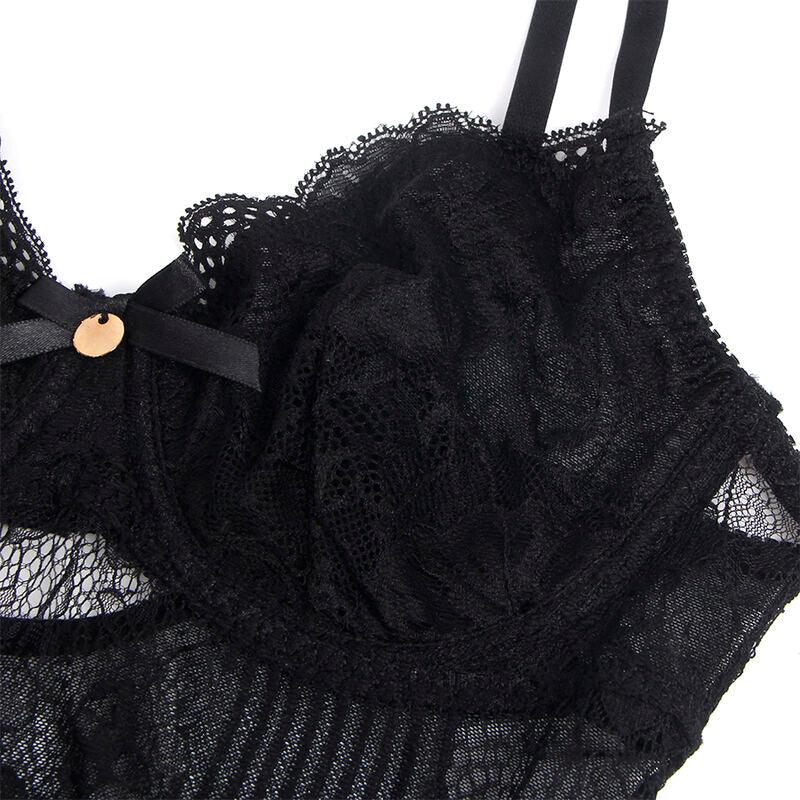 SUBBLIME - 955625 LACE BODYSUIT WITH BOTTOM CLOSURE BLACK L/XL - Happytoys Sexshop: online sex shop for Feeling Happy & Easy 😊 - Discreet geleverd