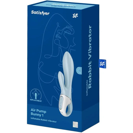SATISFYER - AIR PUMP BUNNY 1 INFLATABLE RABBIT VIBRATOR BLUE - Happytoys Sexshop: online sex shop for Feeling Happy & Easy 😊 - Discreet geleverd