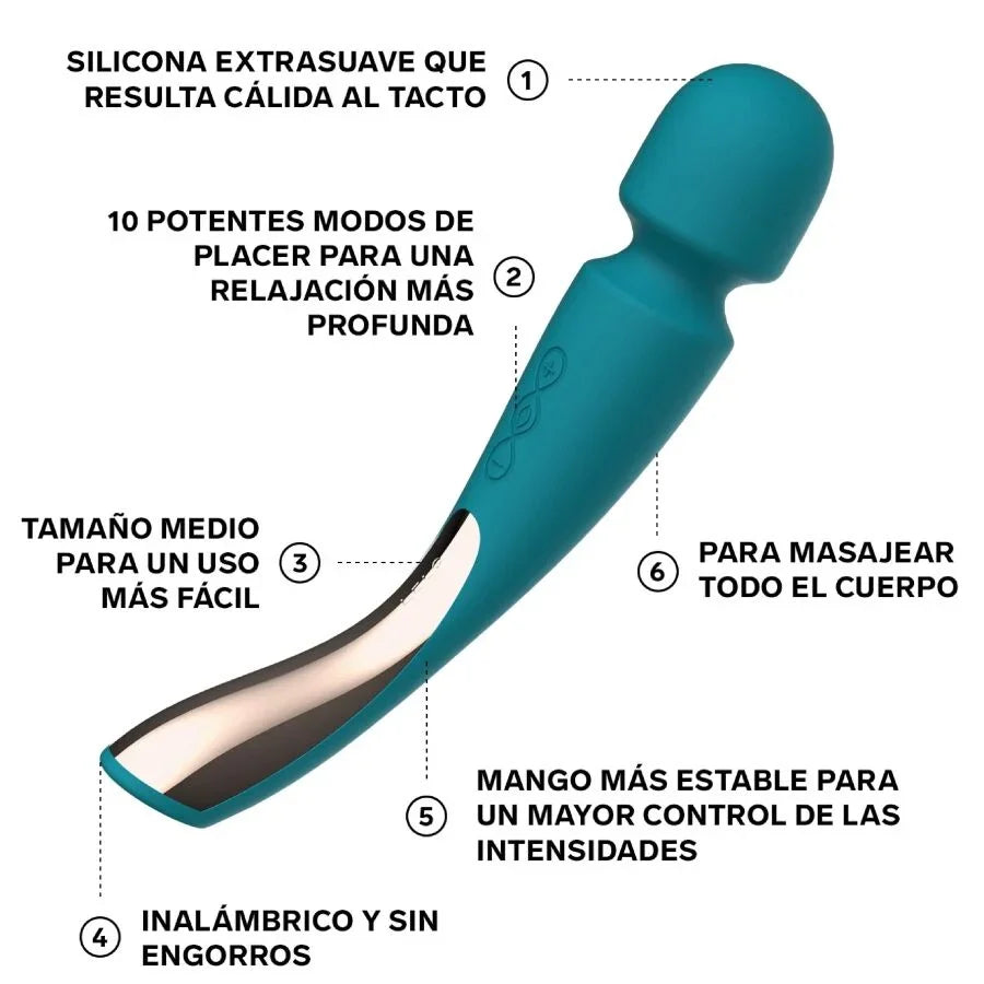 LELO - SMART MEDIUM WAND 2 OCEAN BLUE MASSAGER - Happytoys Sexshop: online sex shop for Feeling Happy & Easy 😊 - Discreet geleverd