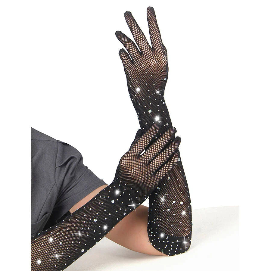 SUBBLIME - 957469SHINE TRANSPARENT GLOVES BLACK S/M - Happytoys Sexshop: online sex shop for Feeling Happy & Easy 😊 - Discreet geleverd