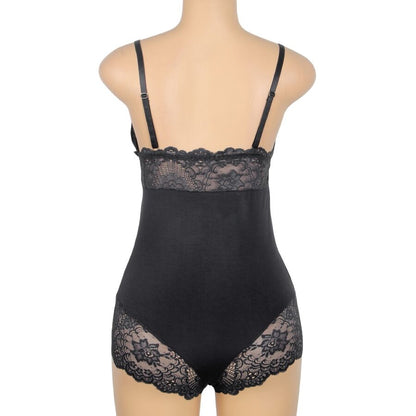 SUBBLIME - BLACK FLORAL LACE DETAIL TEDDY L/XL