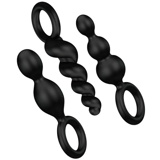 SATISFYER - ANAL PLUGS SET 3 PCS BLACK - Happytoys Sexshop: online sex shop for Feeling Happy & Easy 😊 - Discreet geleverd