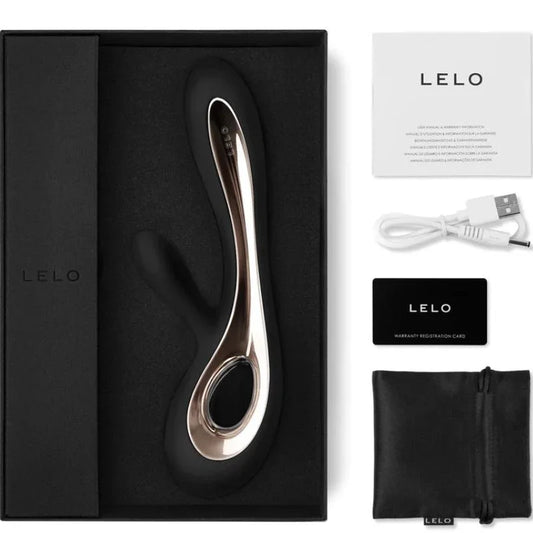 LELO - SORAYA 2 BLACK RABBIT VIBRATOR - Happytoys Sexshop: online sex shop for Feeling Happy & Easy 😊 - Discreet geleverd