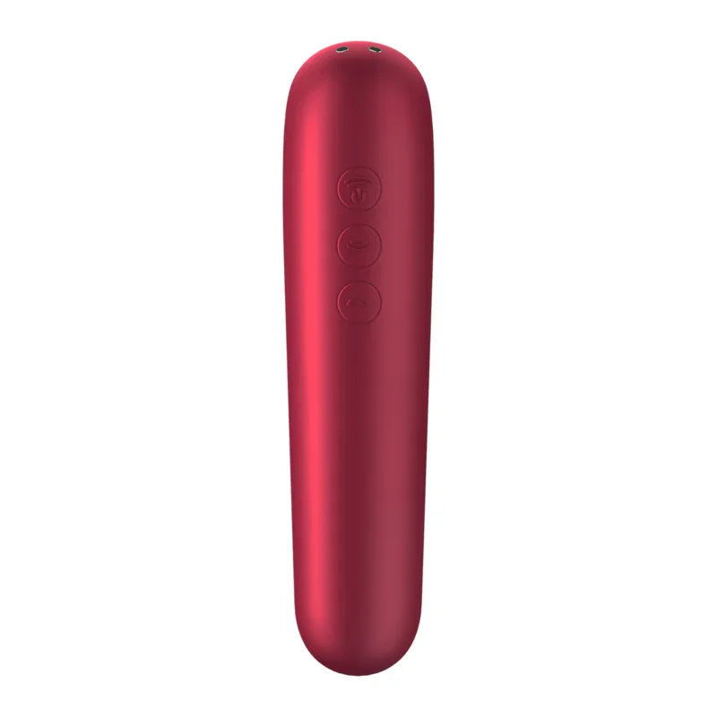 SATISFYER - DUAL LOVE VIBRATOR AND SUCTIONER WITH PULSED AIR RED - Happytoys Sexshop: online sex shop for Feeling Happy & Easy 😊 - Discreet geleverd