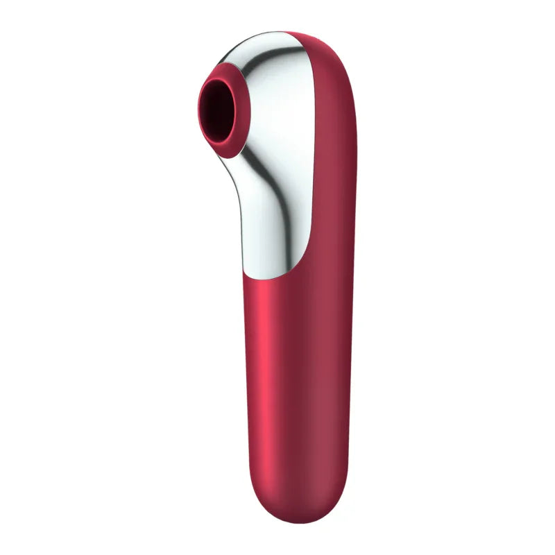 SATISFYER - DUAL LOVE VIBRATOR AND SUCTIONER WITH PULSED AIR RED - Happytoys Sexshop: online sex shop for Feeling Happy & Easy 😊 - Discreet geleverd