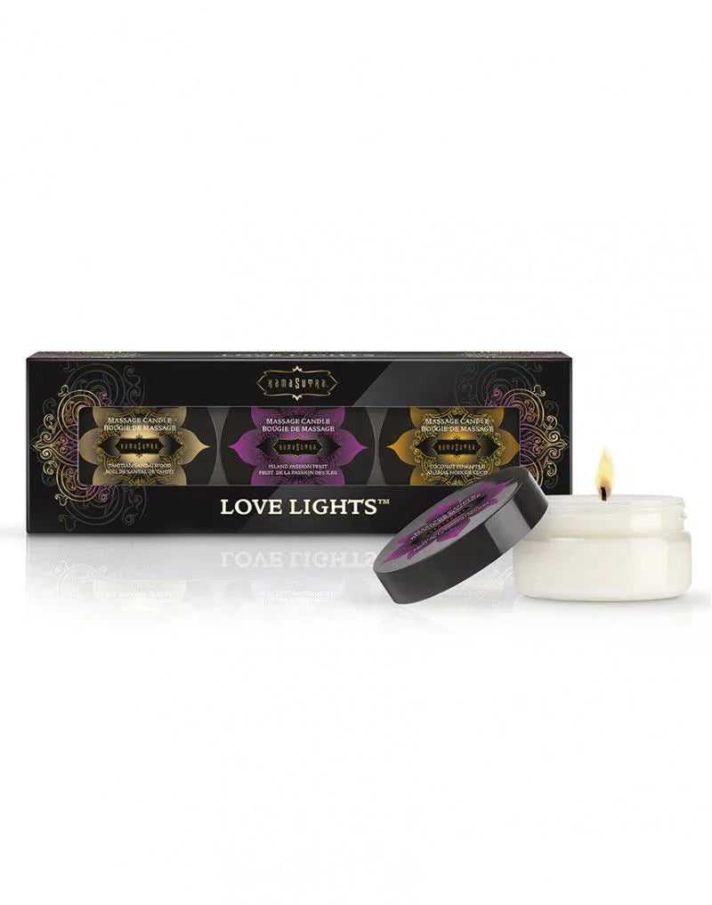 Love Lights Massage Candles 3 pcs. by Kamasutra - Happytoys Sexshop: Toys for Feeling Happy & Easy 😊 - Discreet geleverd