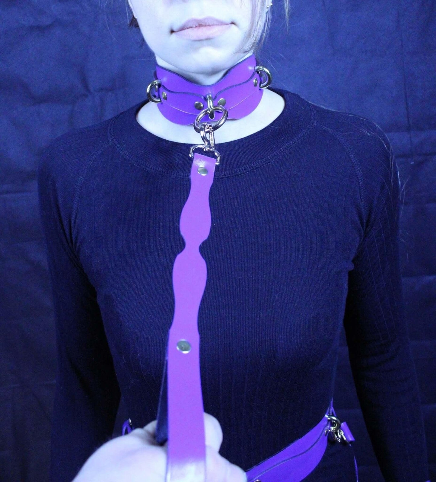 Choker Collar Leather BDSM Collar with Leash Adjustable Fetish Choker - Happytoys Sexshop: online sex shop for Feeling Happy & Easy 😊 - Discreet geleverd