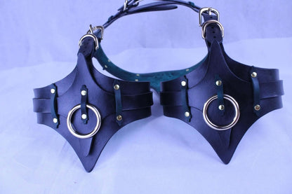BDSM Gear Leather Thigh Harness with Cuffs BDSM Collar for Submissive - Happytoys Sexshop: online sex shop for Feeling Happy & Easy 😊 - Discreet geleverd