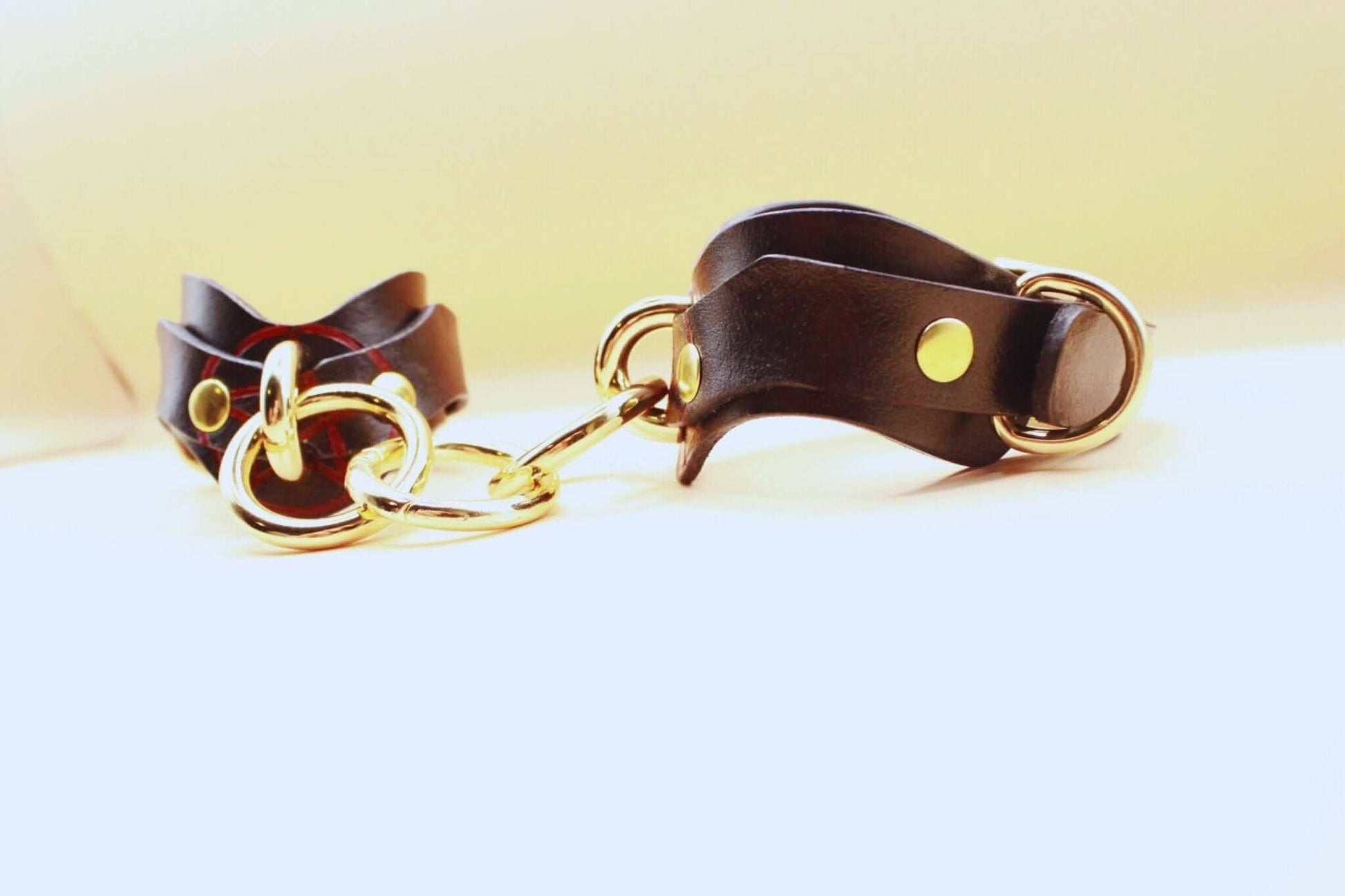 Wrist Cuffs Set with Pentagram Collar Luxury BDSM Restraints - Happytoys Sexshop: online sex shop for Feeling Happy & Easy 😊 - Discreet geleverd