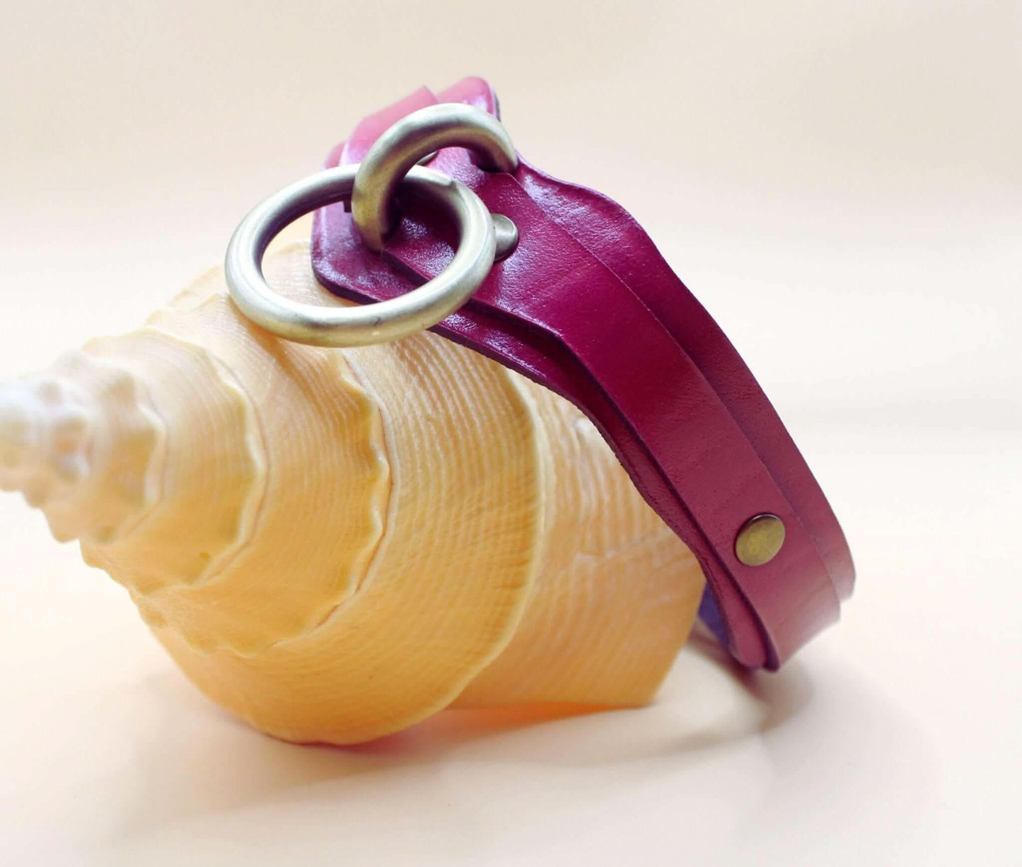 Magenta Bdsm Collar Leather O-Ring Choker Collar for BDSM Play - Happytoys Sexshop: online sex shop for Feeling Happy & Easy 😊 - Discreet geleverd