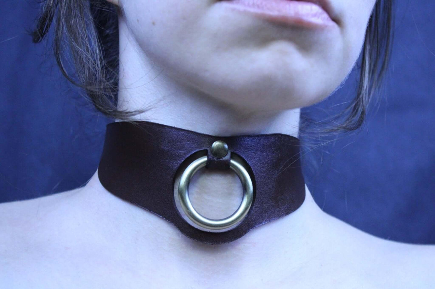 Minimalist BDSM collar Leather Posture Choker with O-Ring - Happytoys Sexshop: online sex shop for Feeling Happy & Easy 😊 - Discreet geleverd