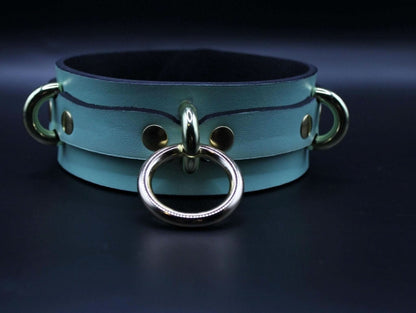 Posture Collar with Gold O-Ring  BDSM Choker for Submissive Bondage
