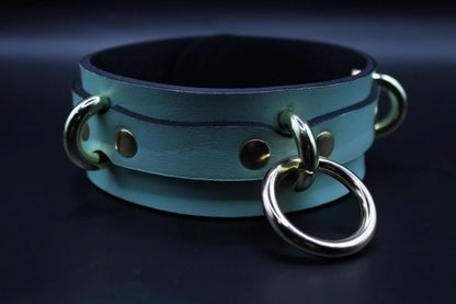 Posture Collar with Gold O-Ring  BDSM Choker for Submissive Bondage
