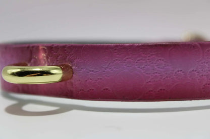 Day Collar Pink Floral Soft Leather BDSM Sub Collar with O-Ring - Happytoys Sexshop: online sex shop for Feeling Happy & Easy 😊 - Discreet geleverd