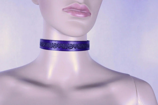 Day Collar Purple Leather Submissive Collar  Discreet BDSM Choker