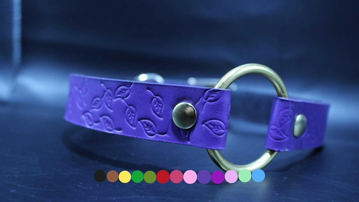 Day Collar Purple BDSM Collar with Brass Ring Elegant Slave Collar - Happytoys Sexshop: online sex shop for Feeling Happy & Easy 😊 - Discreet geleverd