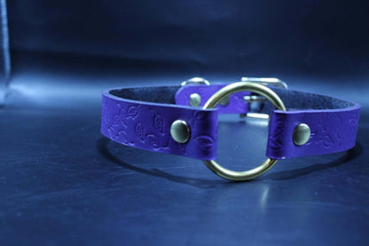 Day Collar Purple BDSM Collar with Brass Ring Elegant Slave Collar - Happytoys Sexshop: online sex shop for Feeling Happy & Easy 😊 - Discreet geleverd
