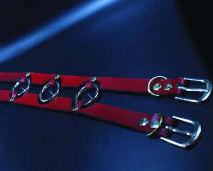 Red Leather Slave Collar Bold Statement BDSM Jewelry - Happytoys Sexshop: online sex shop for Feeling Happy & Easy 😊 - Discreet geleverd