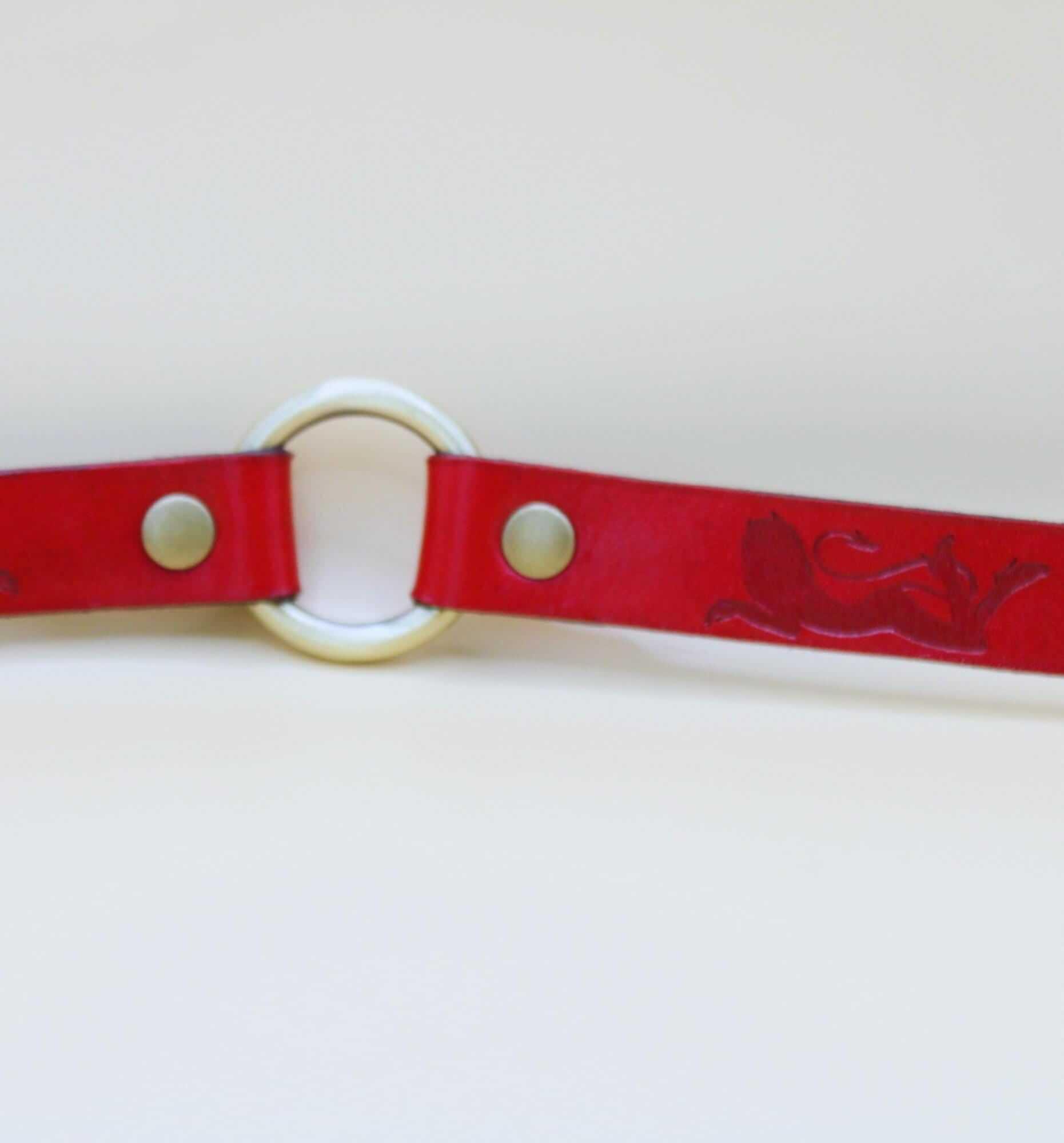 Red Leather BDSM Day Collar Elegant BDSM Day Collar for Submissives - Happytoys Sexshop: online sex shop for Feeling Happy & Easy 😊 - Discreet geleverd
