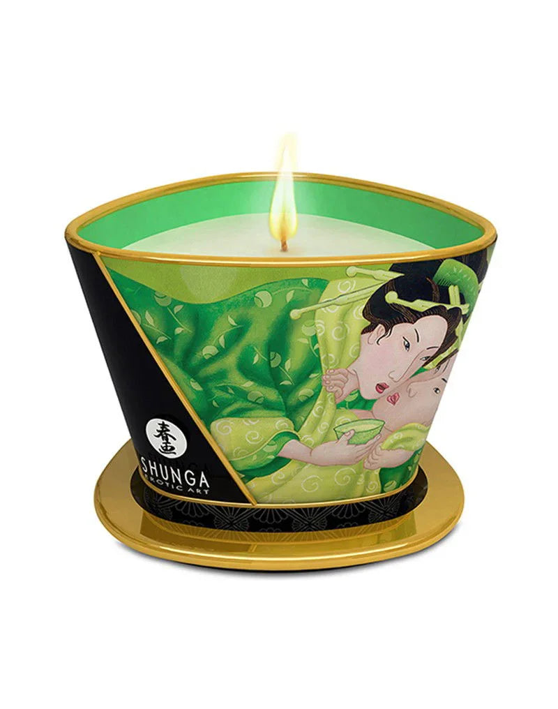 Massage candle - Exotic Green Tea - 170 ml by Shunga - Happytoys Sexshop: Toys for Feeling Happy & Easy 😊 - Discreet geleverd
