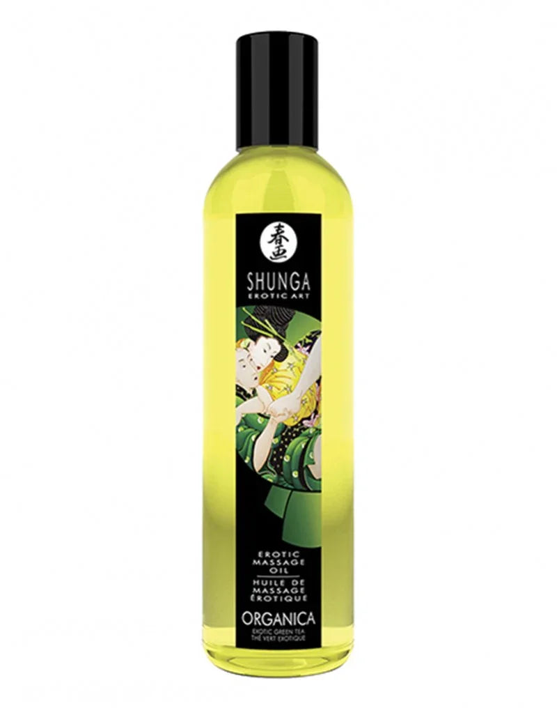 Shunga - Massage olie Organica - Green Tea 250 ml. - Happytoys Sexshop: Toys for Feeling Happy & Easy 😊 - Discreet geleverd